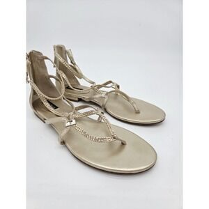 White House Black Market WHBM Bling Sandals Women's Size US 9M Gold‎